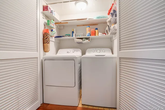 a utility room with dryer and washer