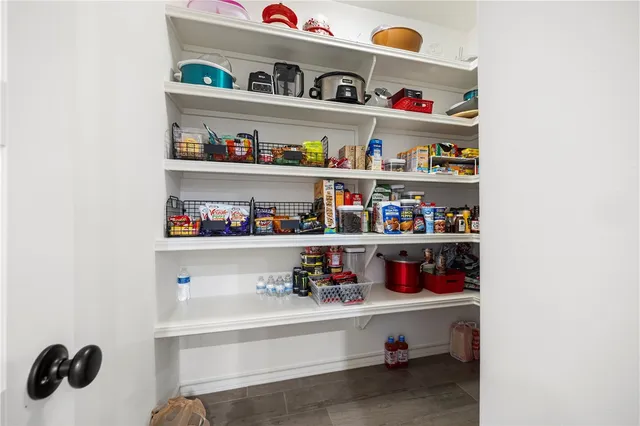 a cabinet with food items
