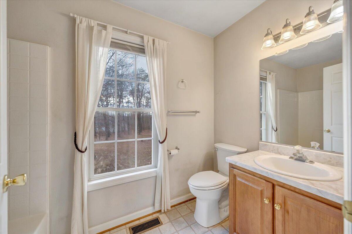 1093 Hales Ford Road Moneta, VA 24121 - Photo 16 of 45 a bathroom with a granite countertop sink toilet and shower