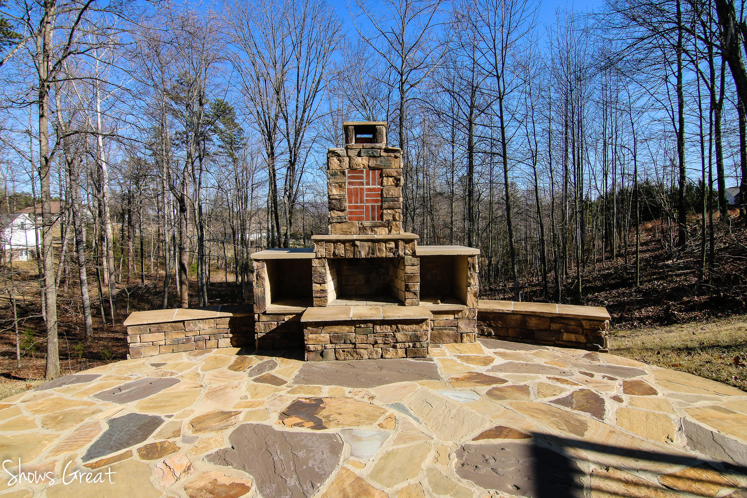 222 Cobblestone Drive Blue Ridge, VA 24064 - Photo 24 of 25 Stone Patio and Fireplace