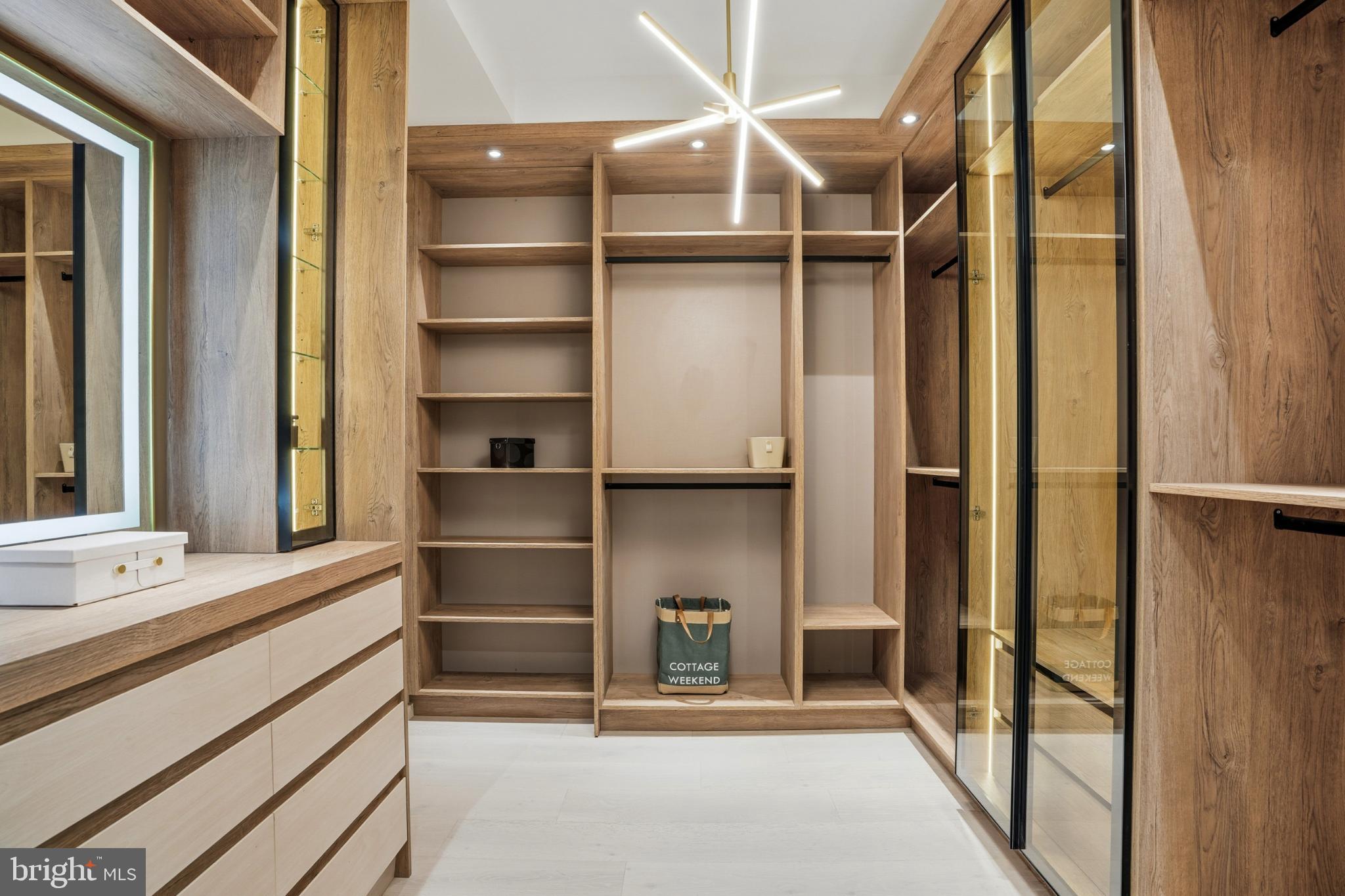 9408 Old Courthouse Road Vienna, VA 22182 - Photo 50 of 92 Sleek modern closet with stylish lighting.
