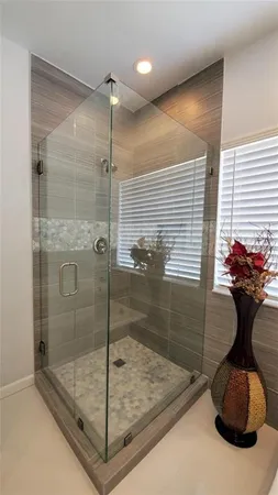 a bathroom with a shower