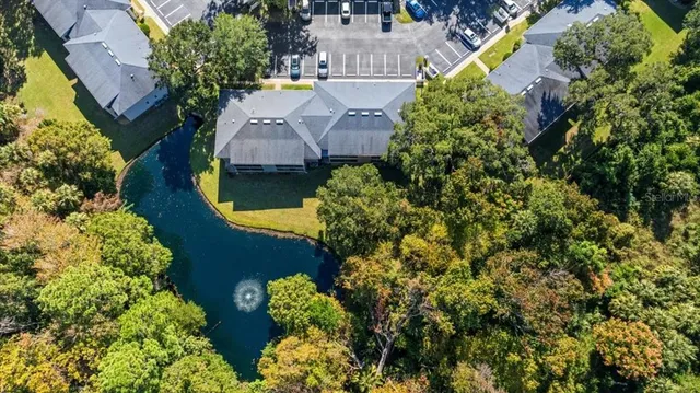 an outdoor space with furniture