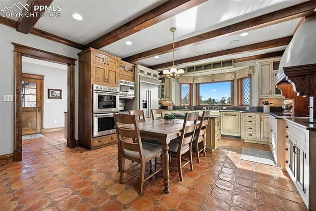 a view of a dining area with furniture