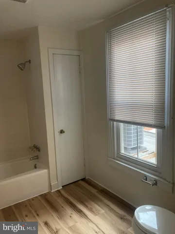 a bathroom with a toilet and a bathtub