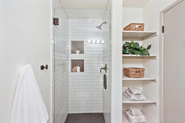 a bathroom with a shower