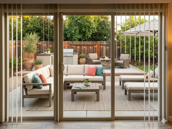 a outdoor living space with furniture and garden view