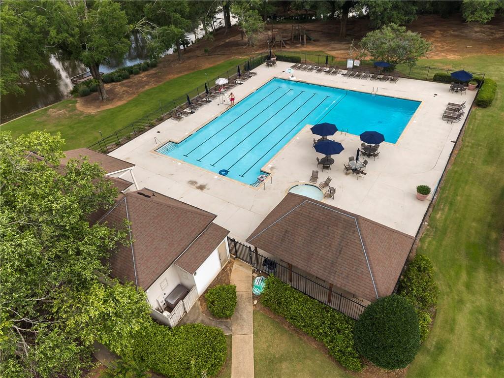 8965 Laurel Way Alpharetta, GA 30022 - Photo 67 of 79 an aerial view of a house with a swimming pool