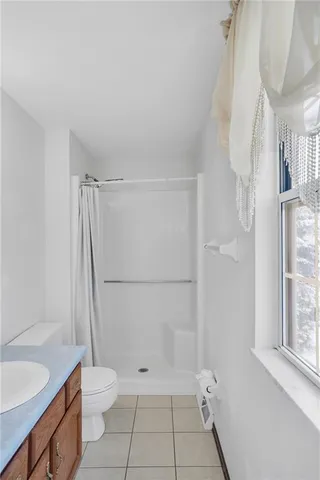a bathroom with a shower a toilet and a sink
