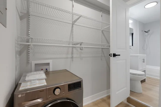 a utility room with a washer and dryer