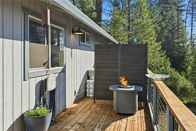 a view of balcony with furniture