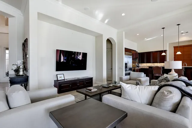 a kitchen with center island and a stove