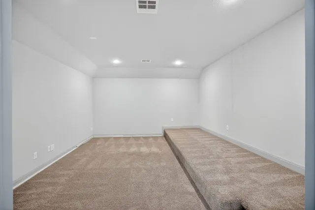 an empty room with a workbench