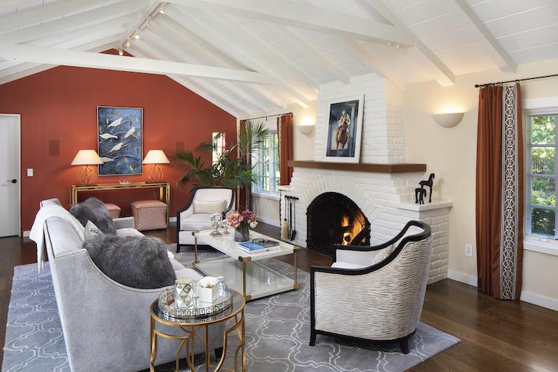 14 Flood Circle Atherton, CA 94027 - Photo 4 of 29 a living room with furniture a fireplace and a table