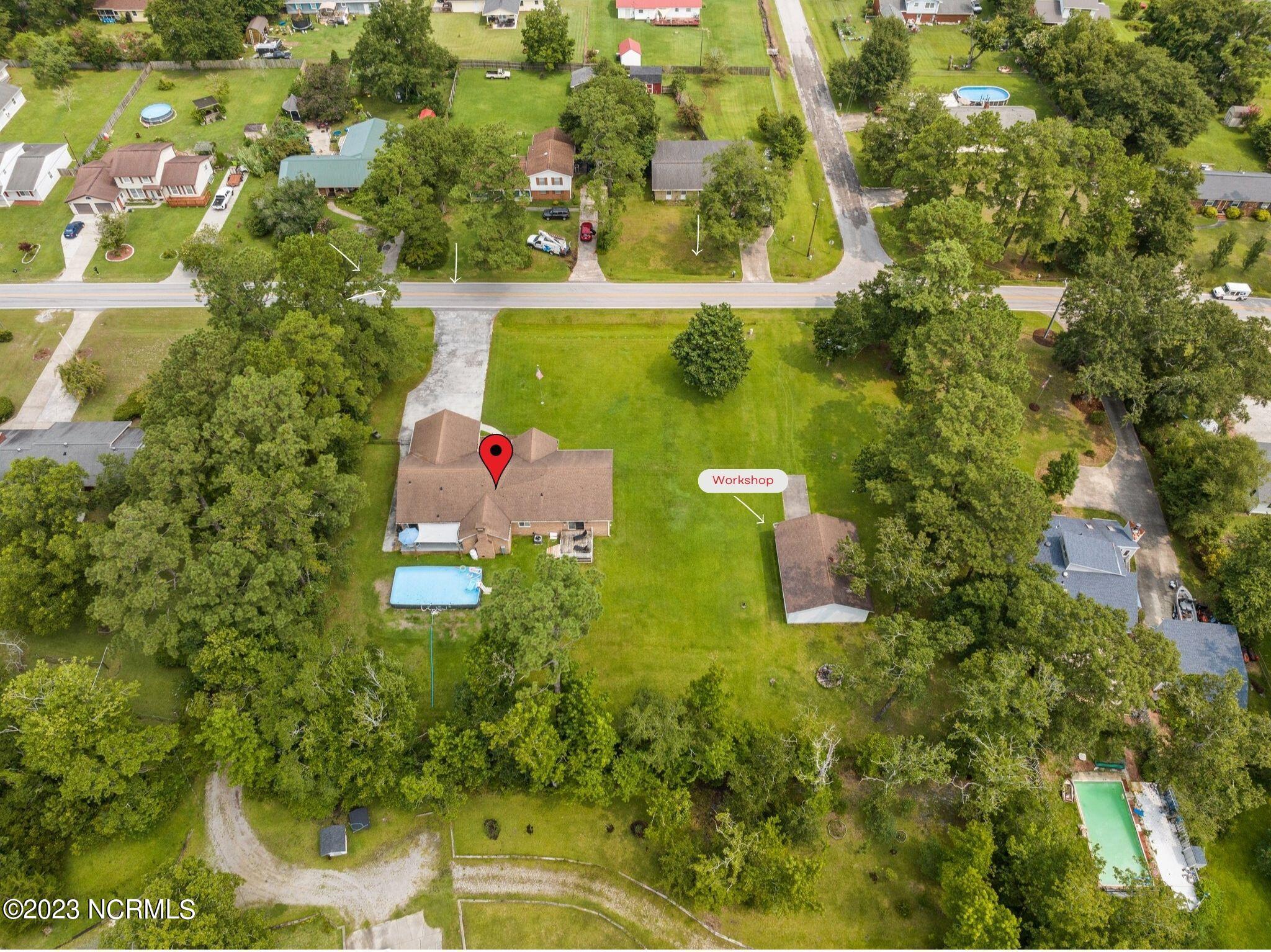 257 Roberts Road Newport, NC 28570 - Photo 2 of 49 Aerial with workshop