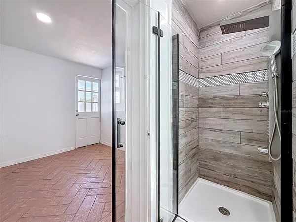 a bathroom with a shower