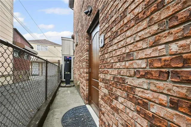 a view of a pathway with a building in the background