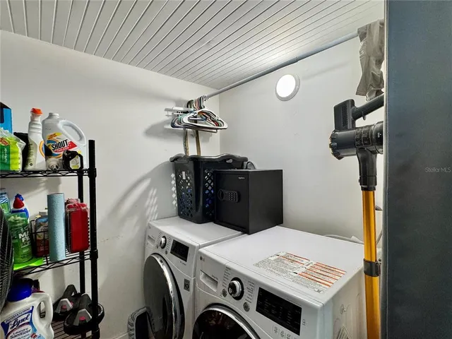 a storage room with closet