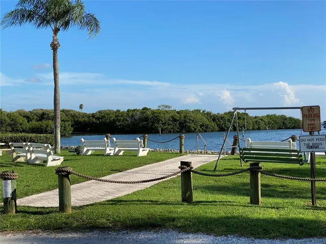a view of a park with slide