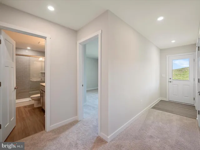 a view of a bathroom from a room