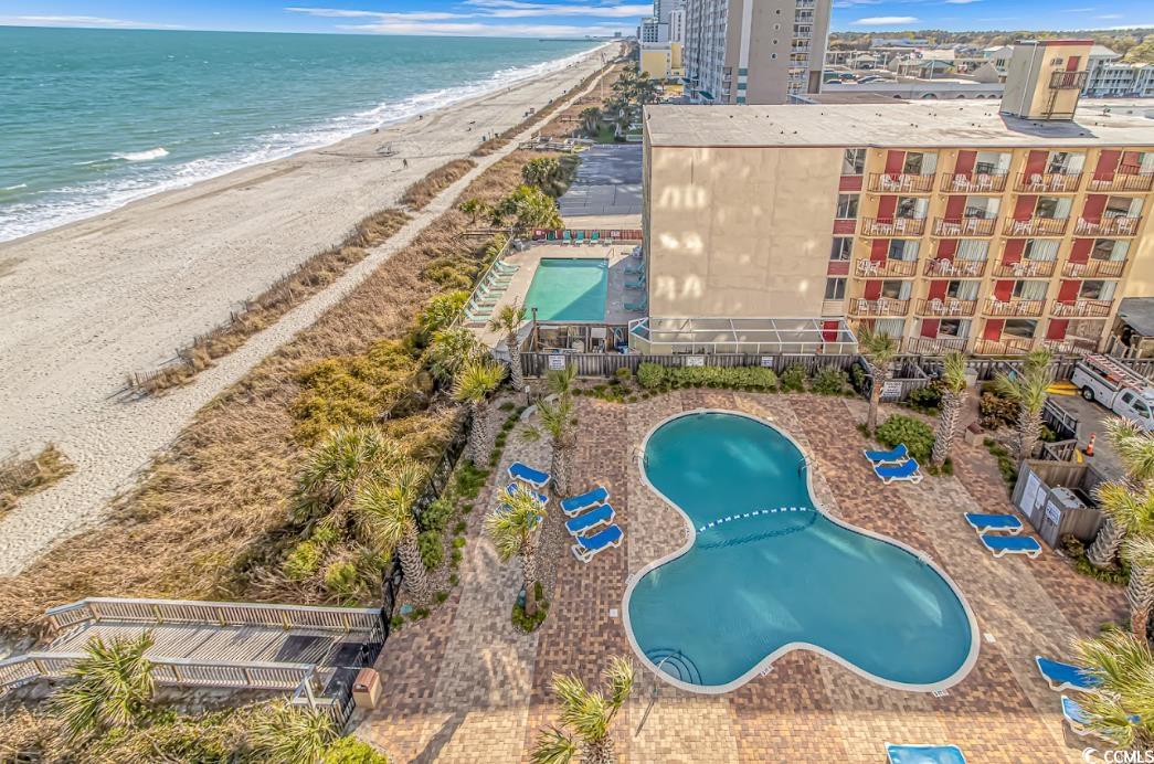 1605 South Ocean Boulevard, Unit 603 Myrtle Beach, SC 29577 - Photo 27 of 40 Drone / aerial view of a pool and unending shoreline