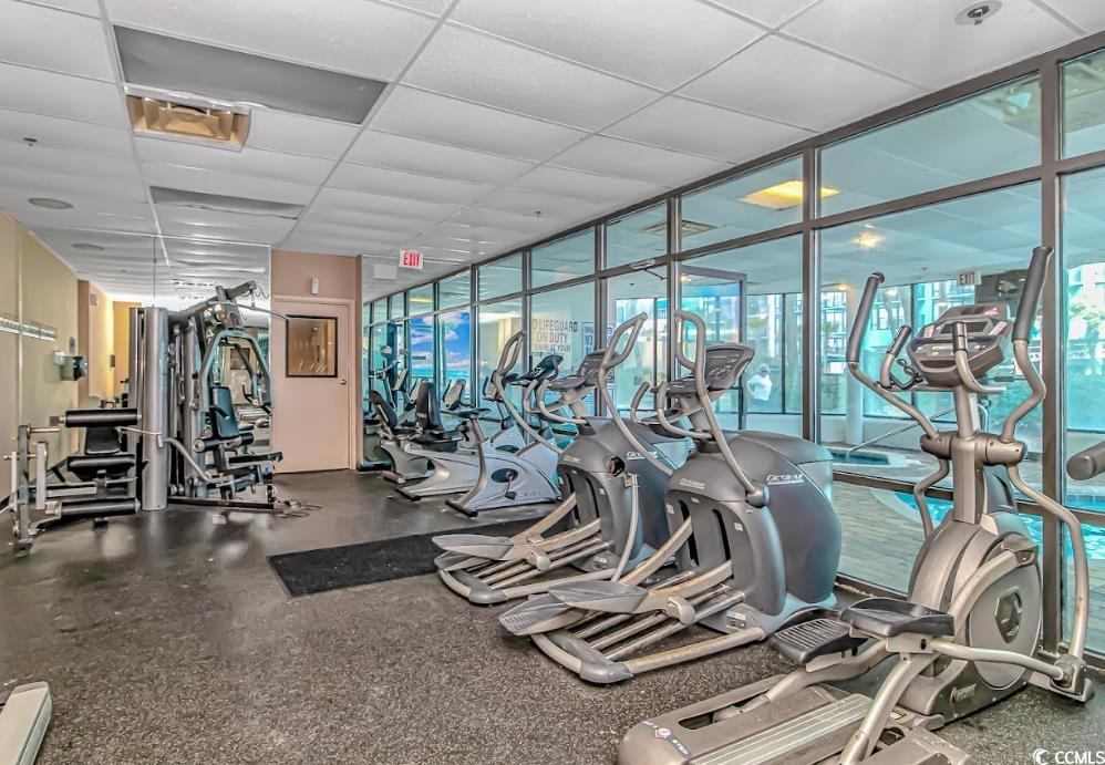 1605 South Ocean Boulevard, Unit 603 Myrtle Beach, SC 29577 - Photo 32 of 40 Exercise room with a drop ceiling