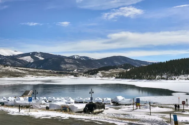 a view of a lake with a mountain