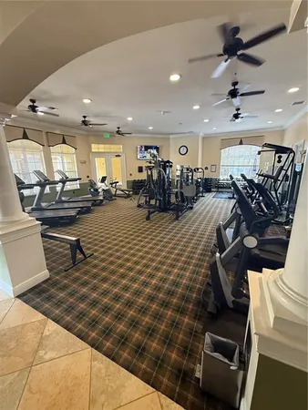 a view of a room with gym equipment