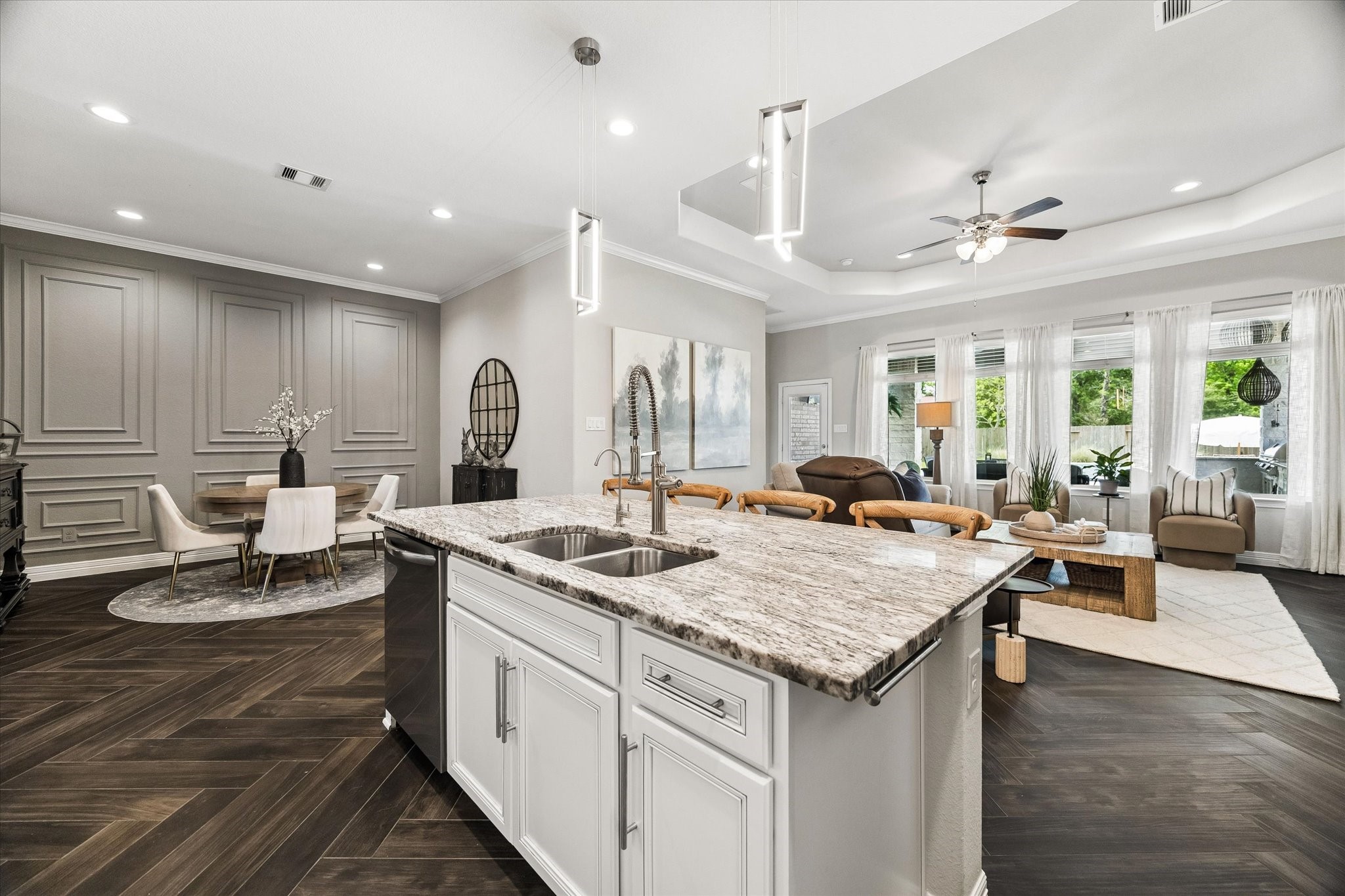 5935 Dovershire Knoll Court Spring, TX 77389 - Photo 9 of 34 a open kitchen with stainless steel appliances granite countertop a stove and a refrigerator