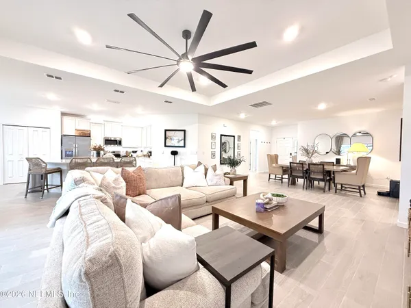 a living room with furniture