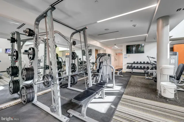 a view of a room with gym equipment
