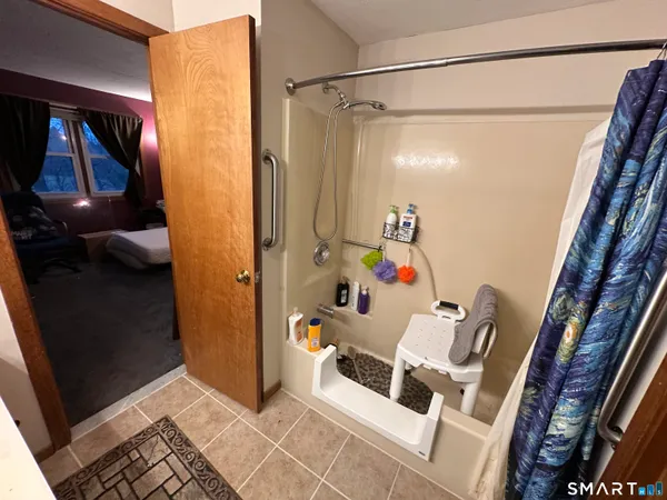 a bathroom with a shower