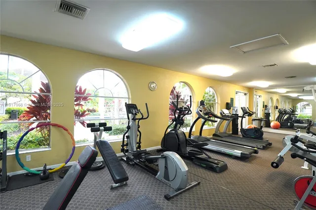 a view of a room with gym equipment