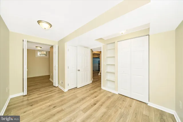 a view of a garage with wooden wall