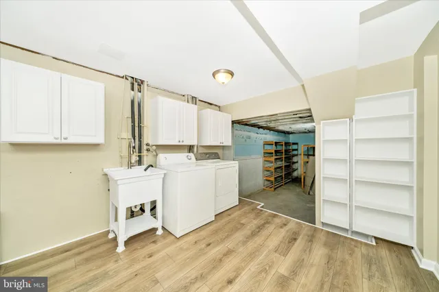 a view of a backyard with a large tree