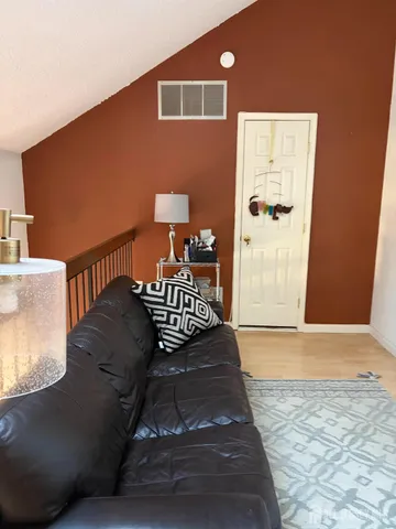 a view of a porch with furniture