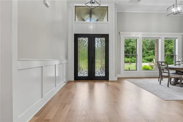a view of a livingroom with furniture and a table