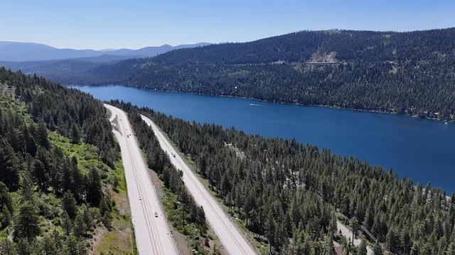 a view of a and mountain