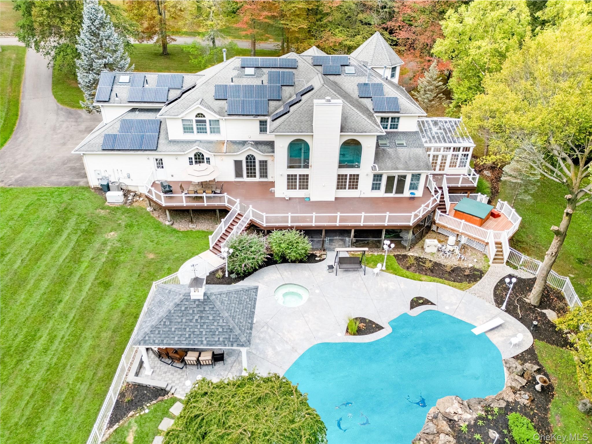 21 Bensons Point Court Stony Point, NY 10980 - Photo 46 of 50 an aerial view of a house with swimming pool garden and patio