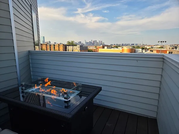 a view of a terrace with chairs