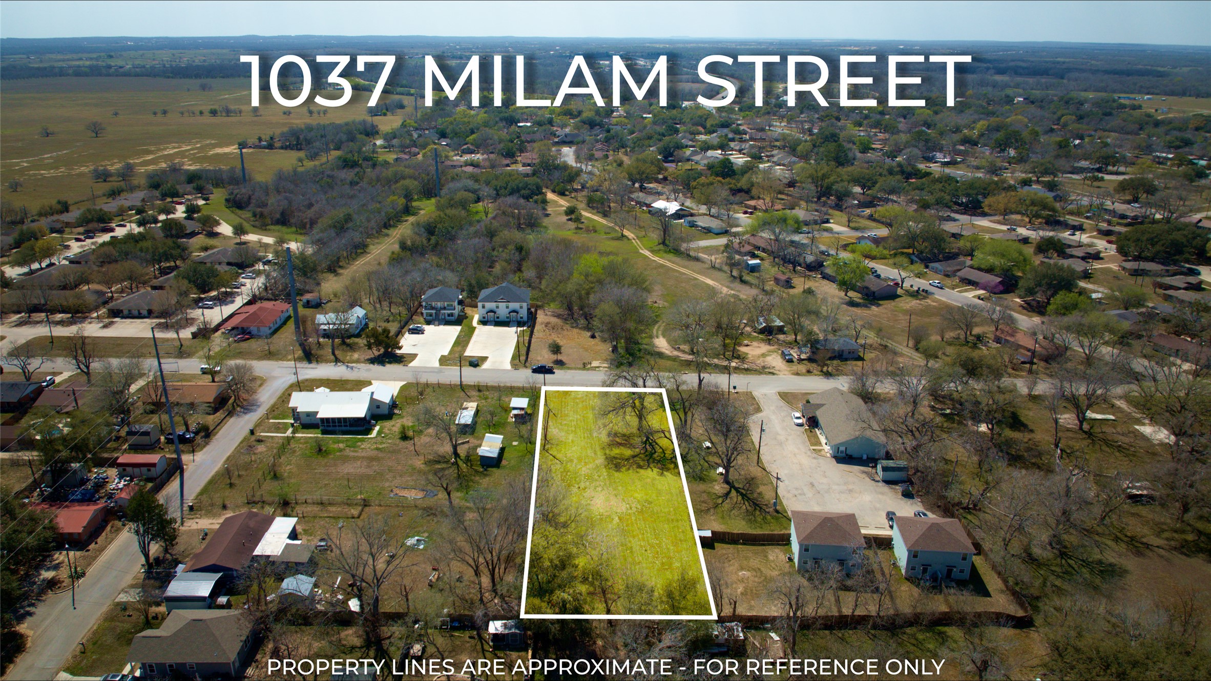 1037 East Milam Street Luling, TX 78648 - Photo 14 of 17 Aerial view of property's location with property parcel outlined