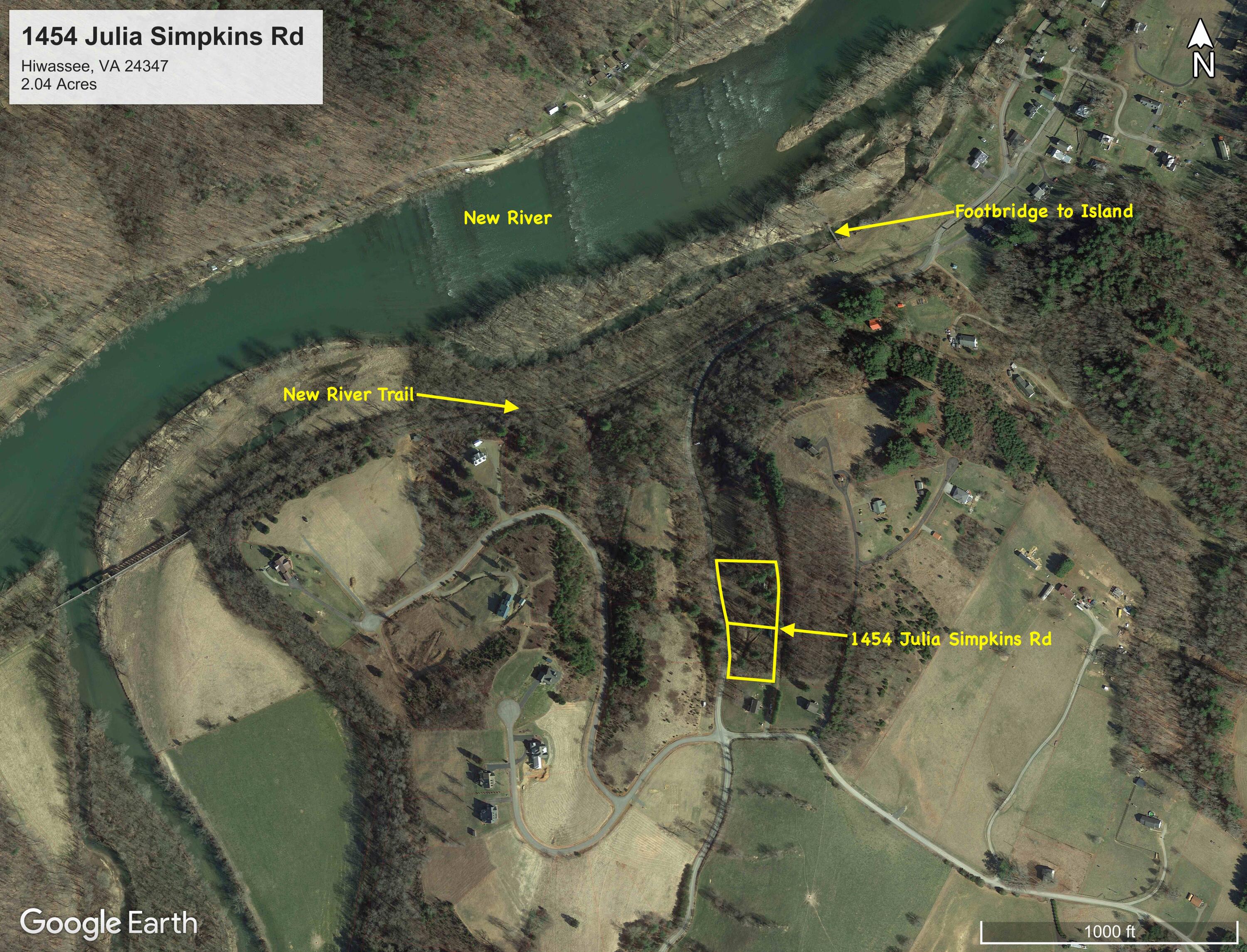 1454 Julia Simpkins Road Hiwassee, VA 24347 - Photo 70 of 70 Aerial-New River