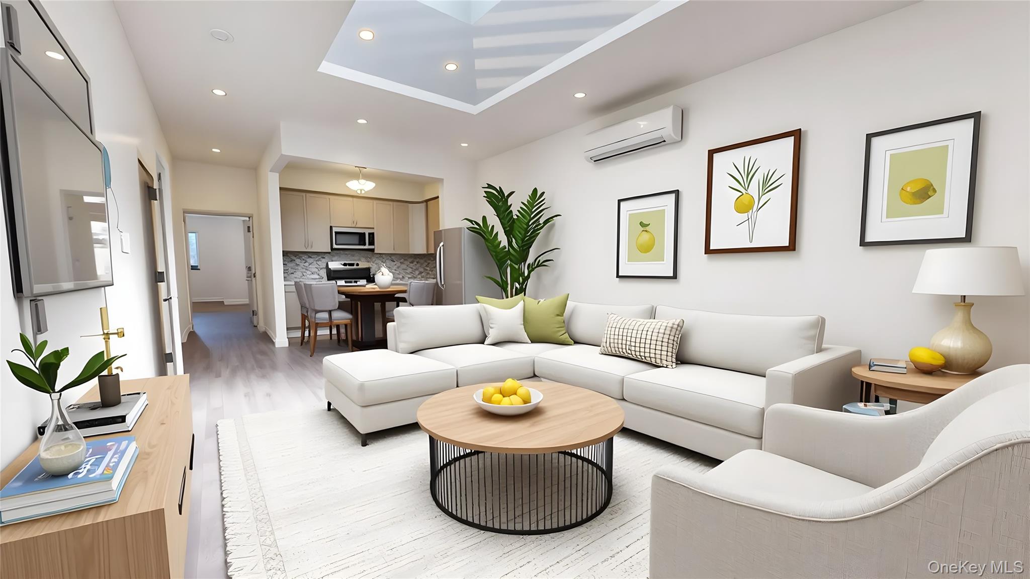 a living room with furniture and a couch