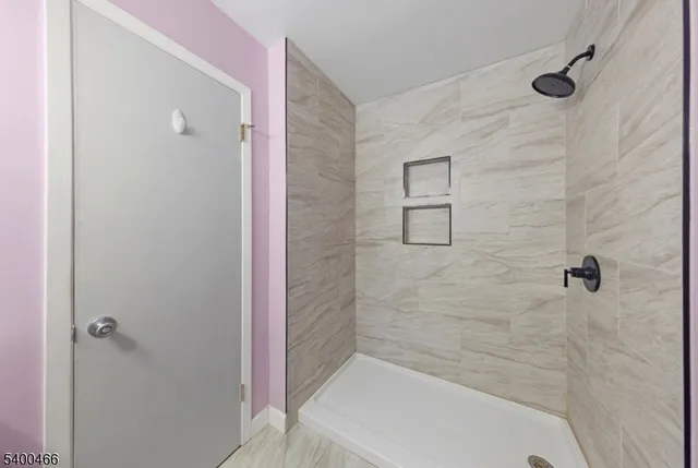 a bathroom with a bathtub