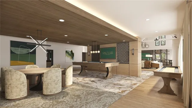 a lobby with furniture and window