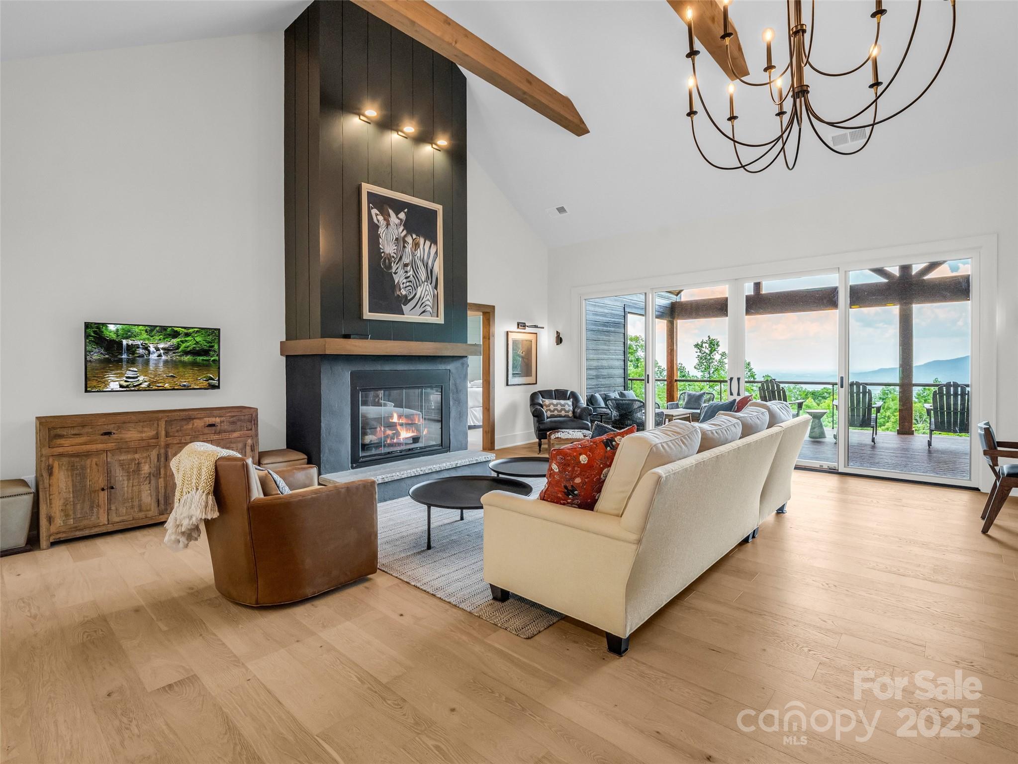 627 Cherry Hill, Unit 201 Mill Spring, NC 28756 - Photo 6 of 48 a living room with furniture and a fireplace