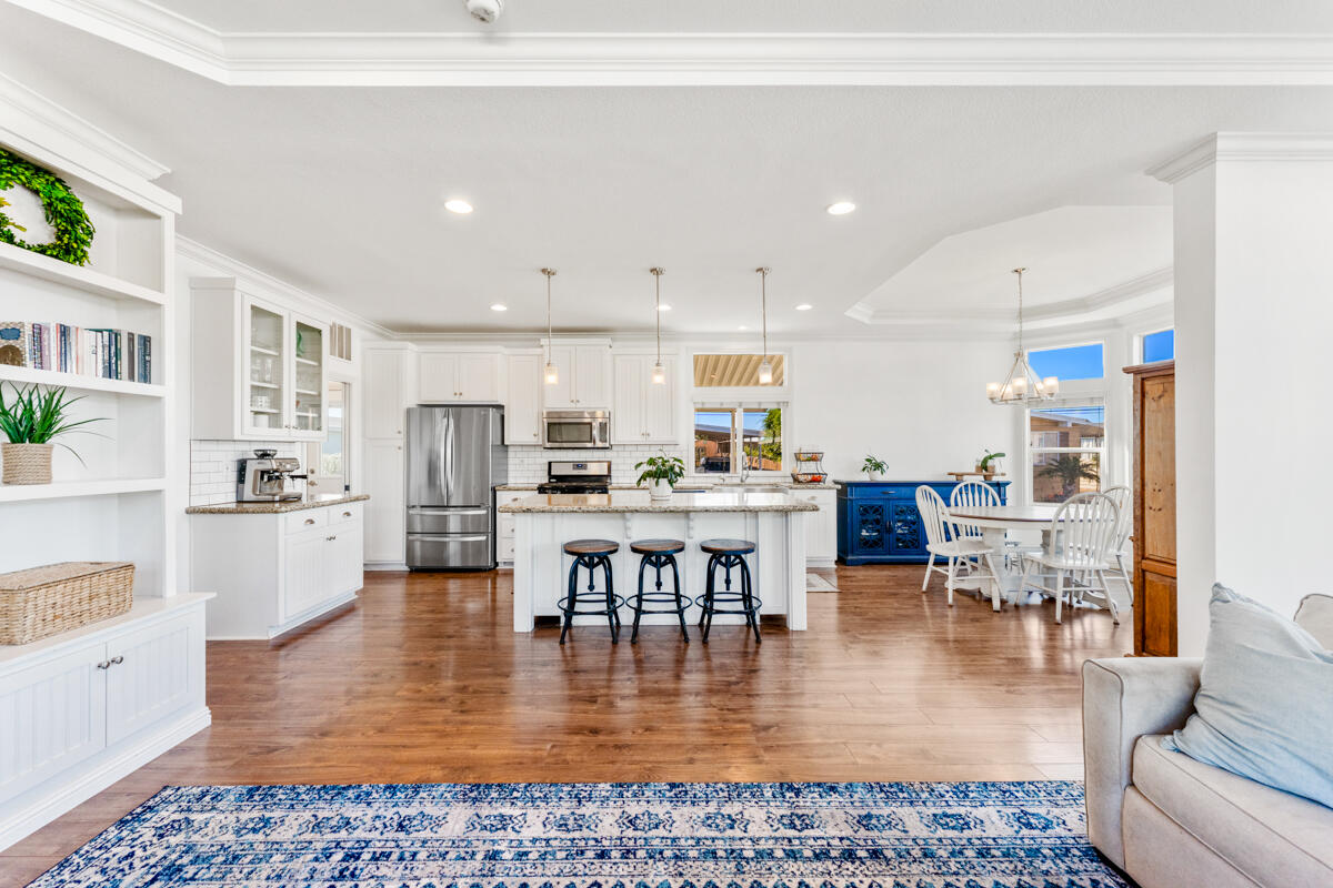 3950 Via Real, Unit 97 Carpinteria, CA 93013 - Photo 18 of 38 a dining room with stainless steel appliances furniture or kitchen view and a living room view