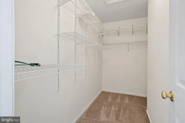 a view of walk in closet with racks on the wall