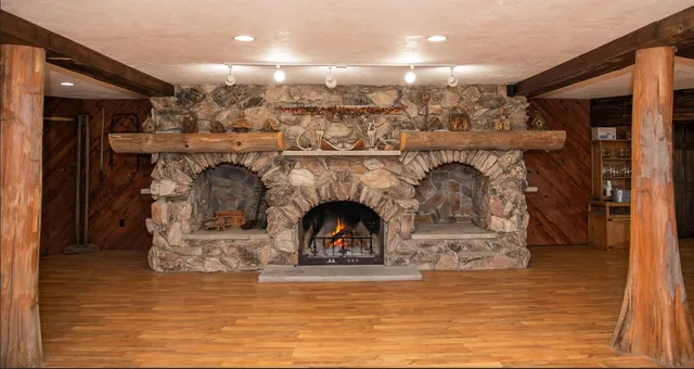 a view from deck having patio