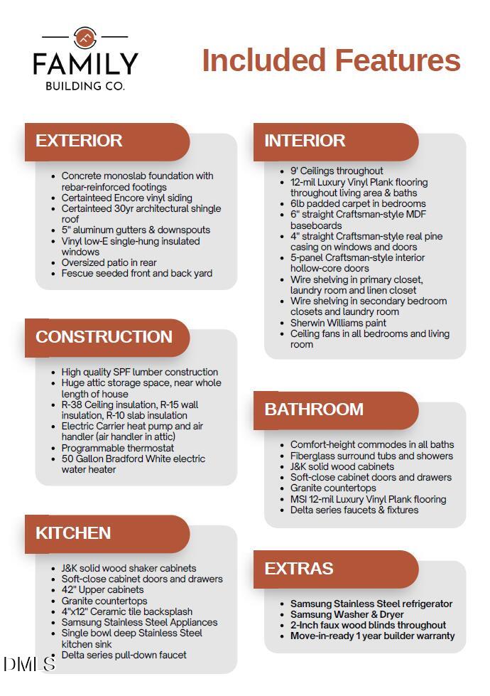 98 Shortline Road Roxboro, NC 27574 - Photo 3 of 38 Pg 1 Included Features Sheet - FBC - 98